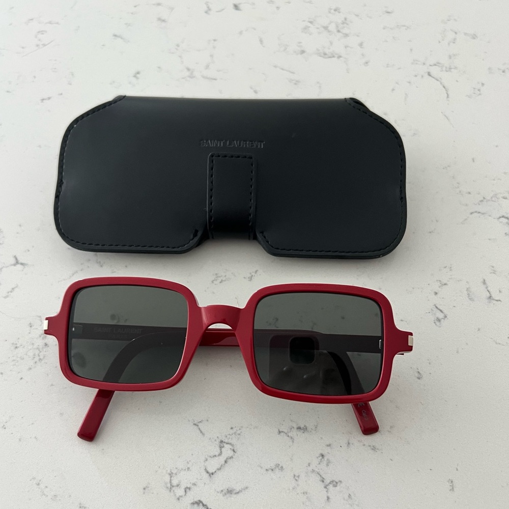 Saint Laurent Red Rectangular Sunglasses - image 1